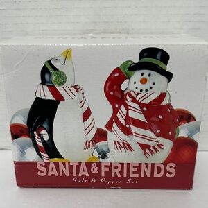 Santa & Friends Salt and Pepper Set NIB With Stoppers